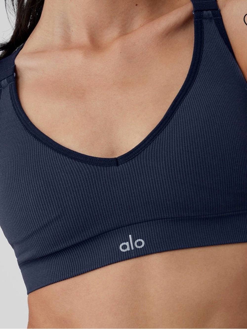 NWT Alo Yoga Seamless Ribbed Favorite Bra – Navy Limited Edition XS